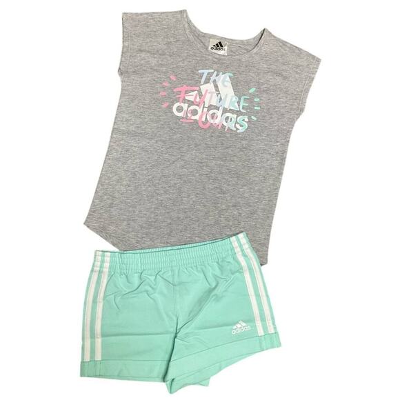 adidas Girl’s Activewear Shirts Shorts 3 Piece Set Size 4T NWT - Picture 3 of 5